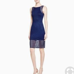 Navy knit crochet bodycon dress